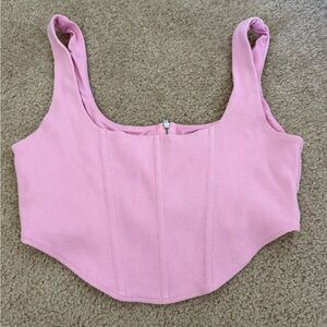 Princess Polly Light Pink Ribbed crop top